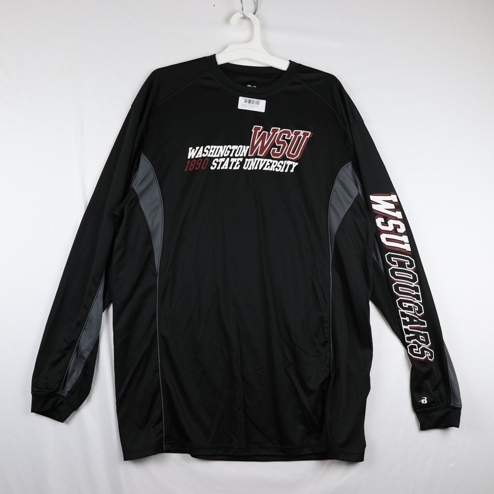 Washington State Cougars Shirt Mens Large NCAA Basketball Badger Sport Black LS